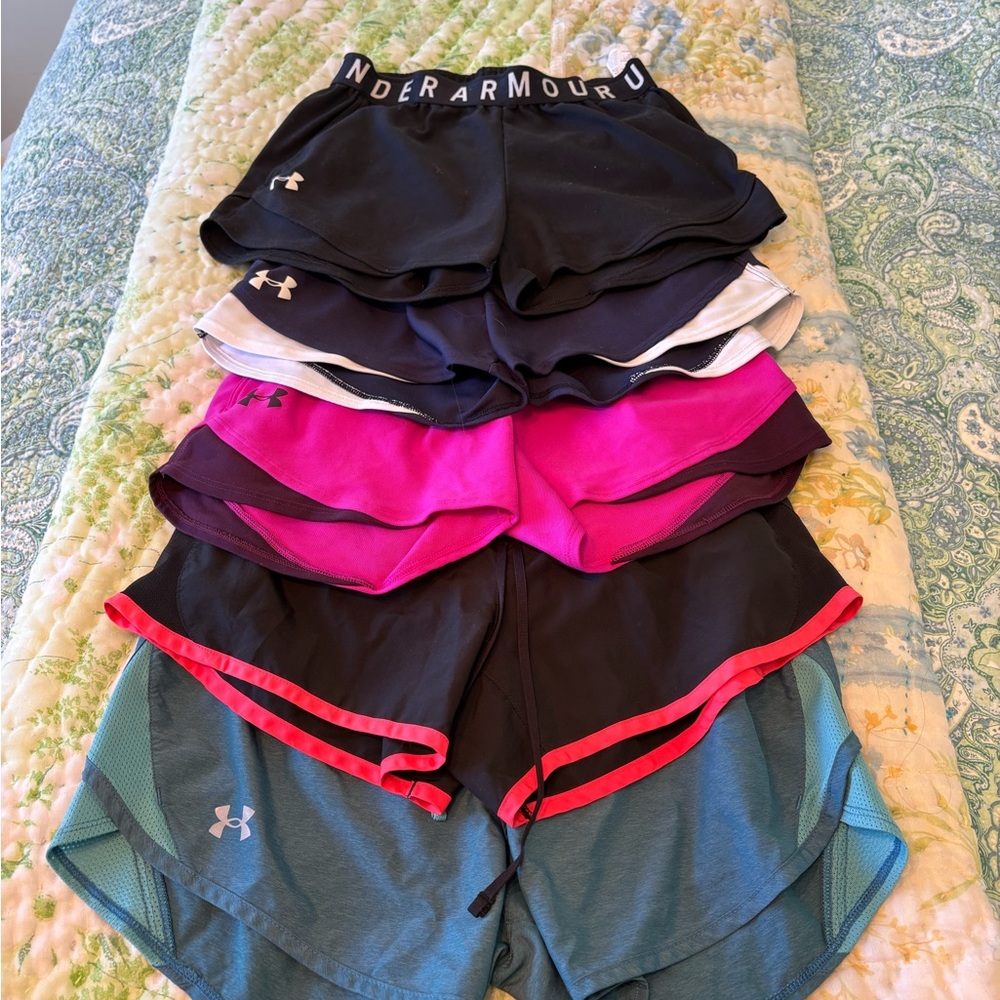 Bundle Under Armour and Nike Athletic Shorts - Black, Pink, Teal